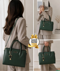 Women's Black Rexine Shoulder Bag with Top Handle