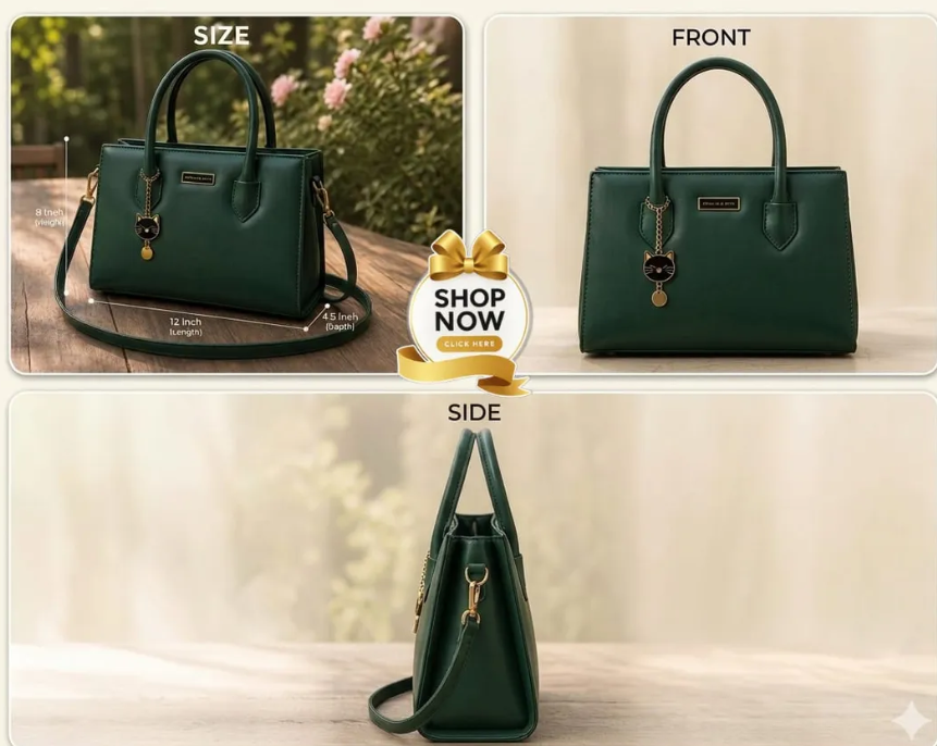 Women's Black Rexine Shoulder Bag with Top Handle