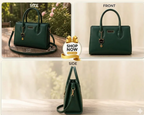 Women's Black Rexine Shoulder Bag with Top Handle