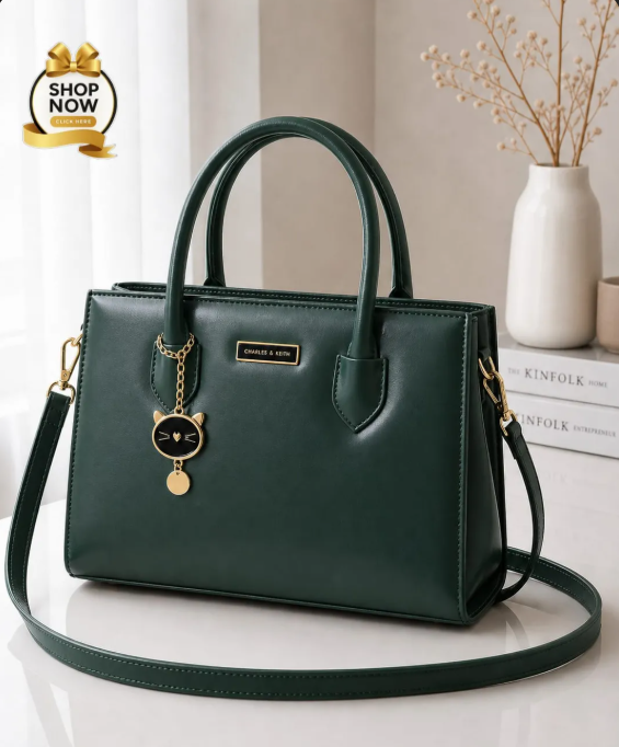 Women's Black Rexine Shoulder Bag with Top Handle