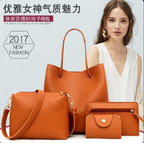 Litchi Leather 4-Piece Bag Set Warm Earthy Tone