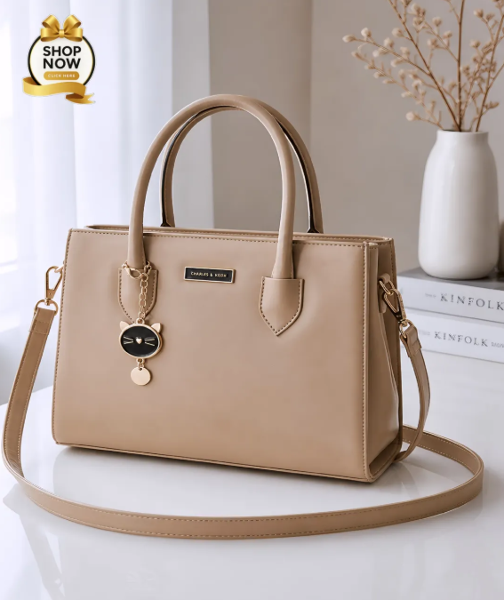 Women's Black Rexine Shoulder Bag with Top Handle