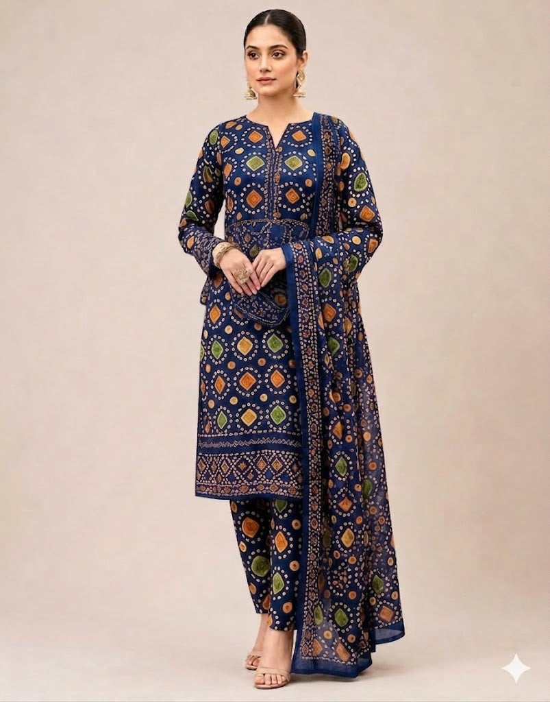 Premium Digital Chunri Print 3-Piece Lawn Suit