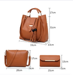 Blue 3-Piece Rexine Handbag Set for Women