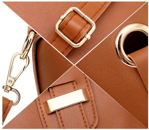 Blue 3-Piece Rexine Handbag Set for Women