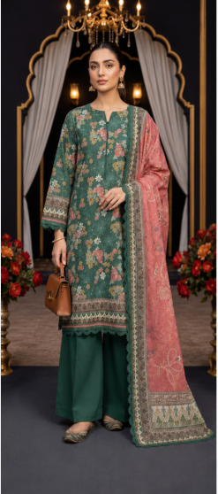 SHAHRIN by MDL Premium Unstitched 3-Piece Digital Printed Airjet Lawn Suit