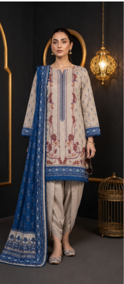 SHAHRIN by MDL Premium Unstitched 3-Piece Digital Printed Airjet Lawn Suit