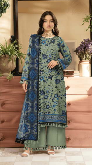 Premium 3-Piece Floral Printed Lawn Suit with Cotton Dupatta ✨