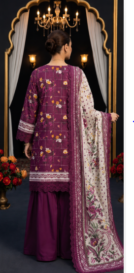 SHAHRIN by MDL Premium Unstitched 3-Piece Digital Printed Airjet Lawn Suit