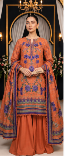 SHAHRIN by MDL Premium Unstitched 3-Piece Digital Printed Airjet Lawn Suit