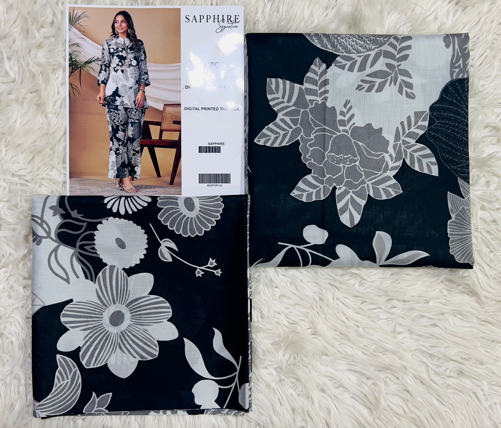 Black & White Muslin Floral Print Co-ord Set