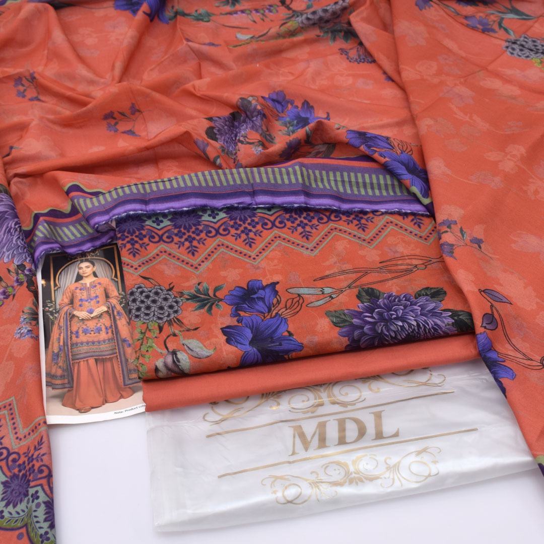 SHAHRIN by MDL Premium Unstitched 3-Piece Digital Printed Airjet Lawn Suit