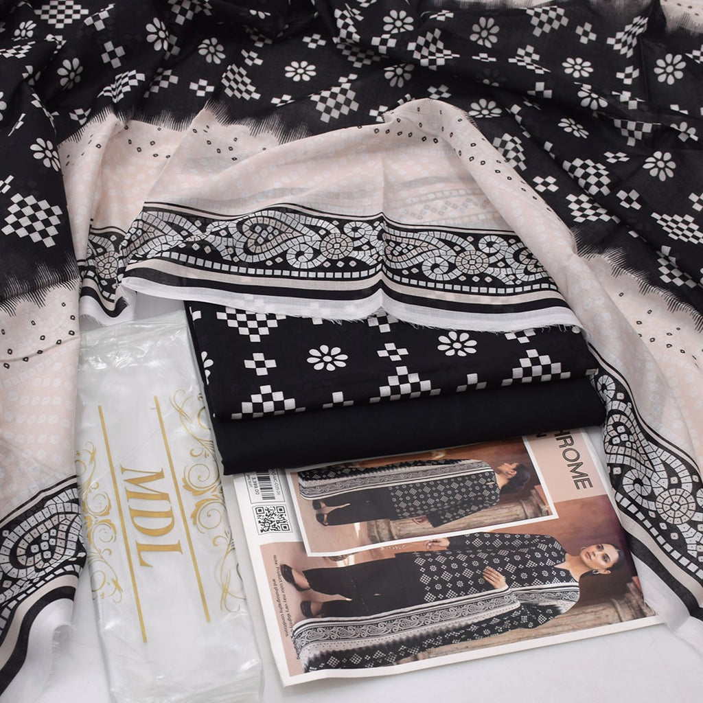 MDL Monochrome Vol-5 – 3 Piece Unstitched Printed Lawn Suit