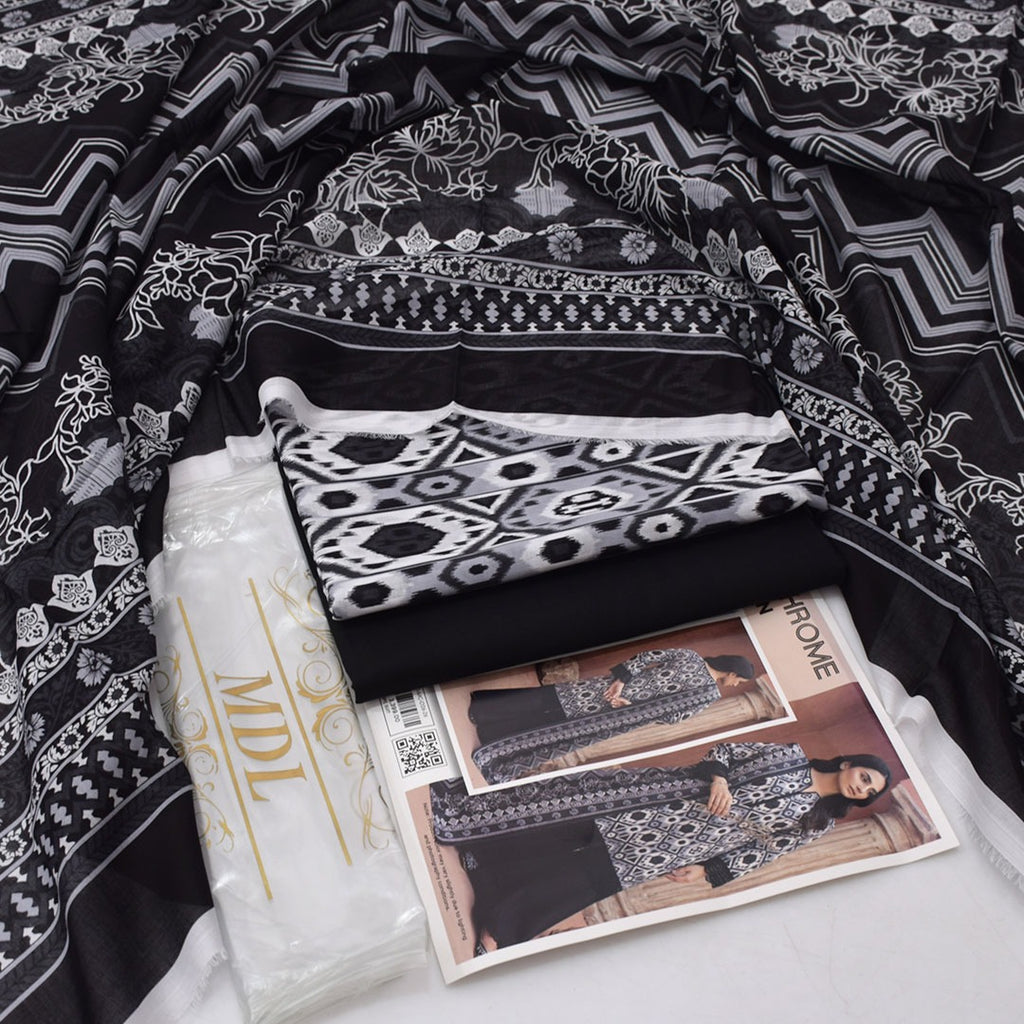 MDL Monochrome Vol-5 – 3 Piece Unstitched Printed Lawn Suit