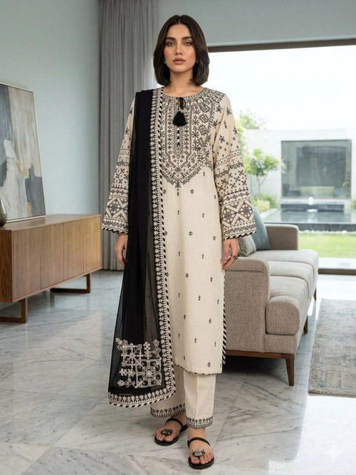 Arfa Embroidered 3-Piece Lawn Suit with Chiffon Dupatta