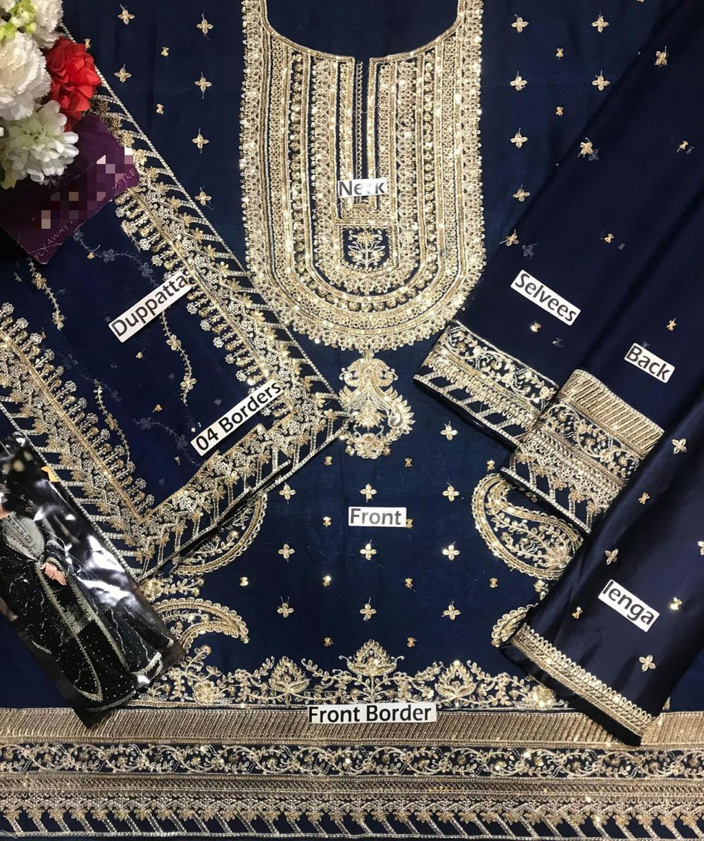 Asim Jofa Luxury Chiffon Embroidered 3 Piece Unstitched - AJFO-02