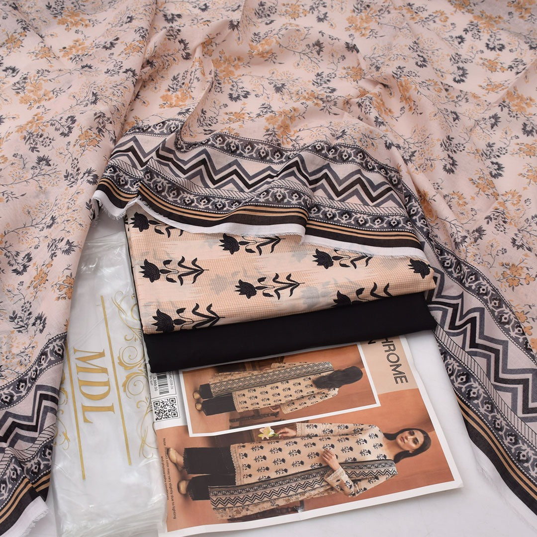 MDL Monochrome Vol-5 – 3 Piece Unstitched Printed Lawn Suit
