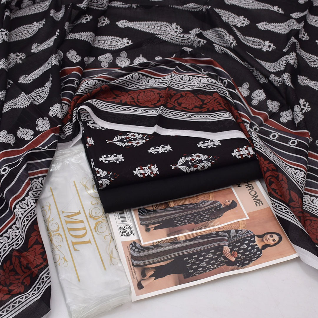 MDL Monochrome Vol-5 – 3 Piece Unstitched Printed Lawn Suit