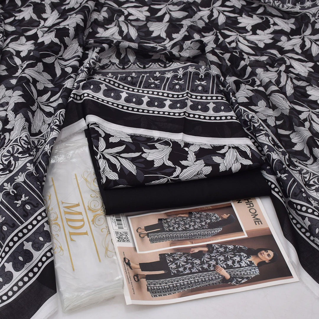 MDL Monochrome Vol-5 – 3 Piece Unstitched Printed Lawn Suit