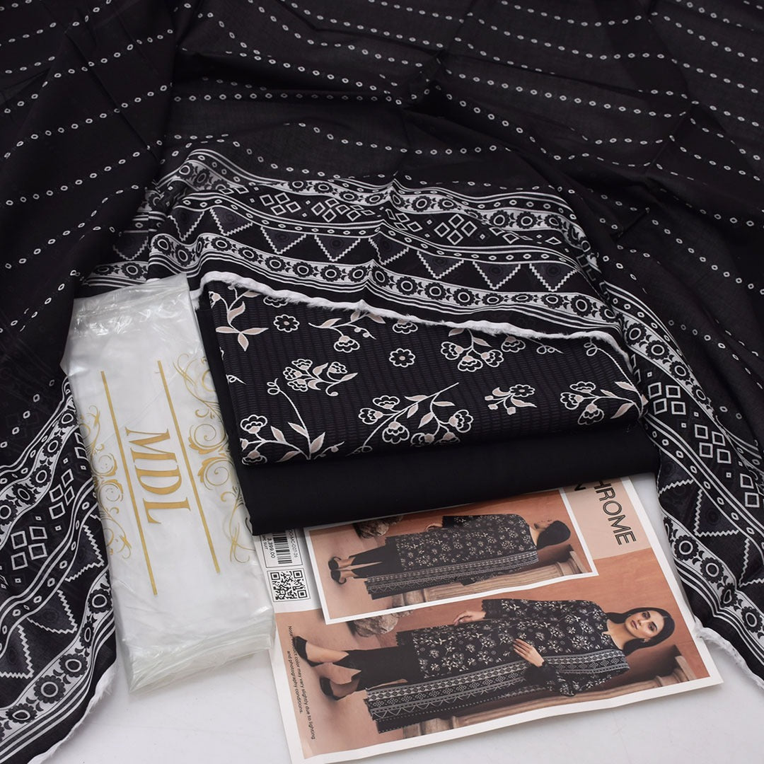 MDL Monochrome Vol-5 – 3 Piece Unstitched Printed Lawn Suit
