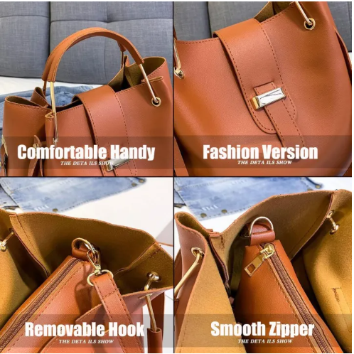 Blue 3-Piece Rexine Handbag Set for Women