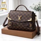LV Checkered Shoulder Bag Medium Soft Leather Long Strap