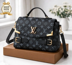 LV Checkered Shoulder Bag Medium Soft Leather Long Strap