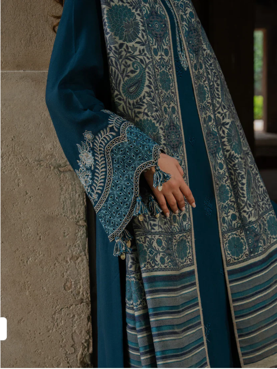 IZEL LUXURY UNSTITCHED  DHANAK EMBROIDERED 3PC