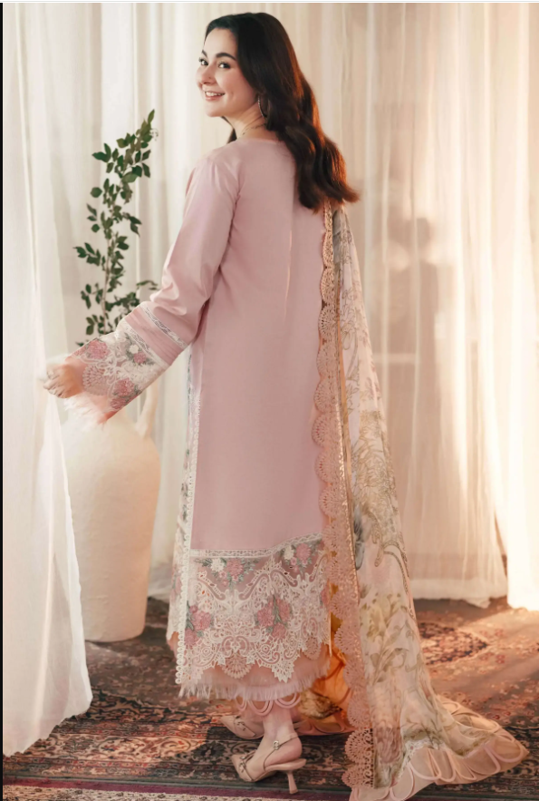 Jade Luxury Lawn – 3 Piece Embroidered Unstitched Suit (Soft Pink)