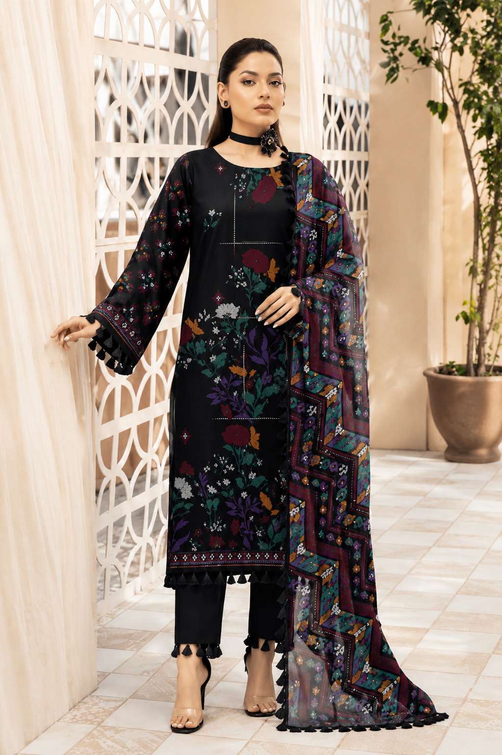 Premium 3-Piece Floral Printed Lawn Suit with Cotton Dupatta ✨
