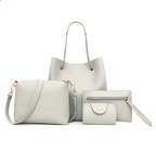 Litchi Leather 4-Piece Bag Set Warm Earthy Tone
