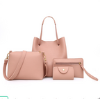 Litchi Leather 4-Piece Bag Set Warm Earthy Tone