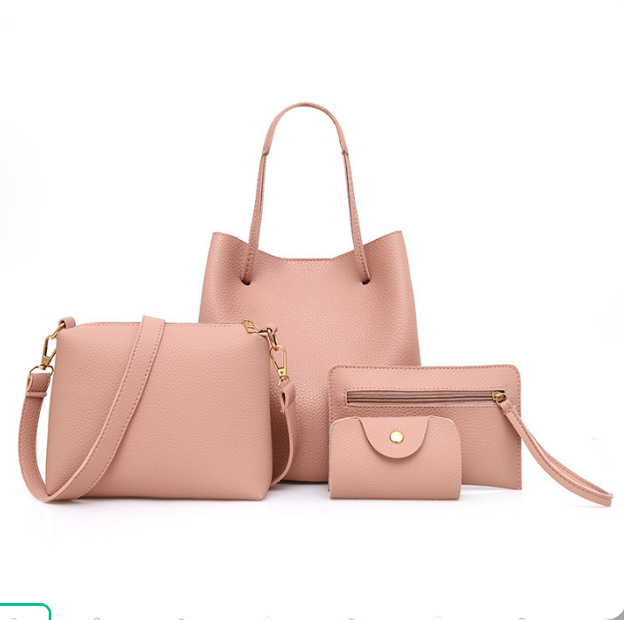 Litchi Leather 4-Piece Bag Set Warm Earthy Tone