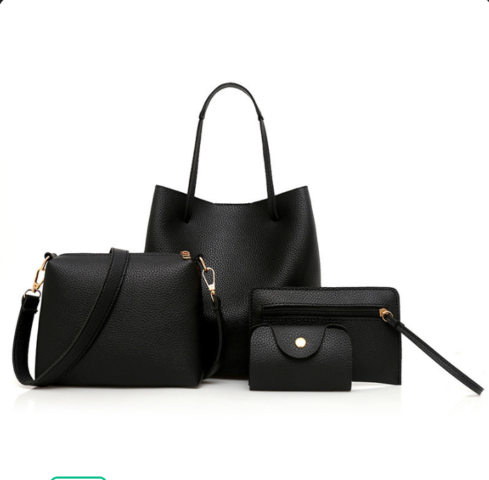 Litchi Leather 4-Piece Bag Set Warm Earthy Tone
