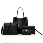 Litchi Leather 4-Piece Bag Set Warm Earthy Tone