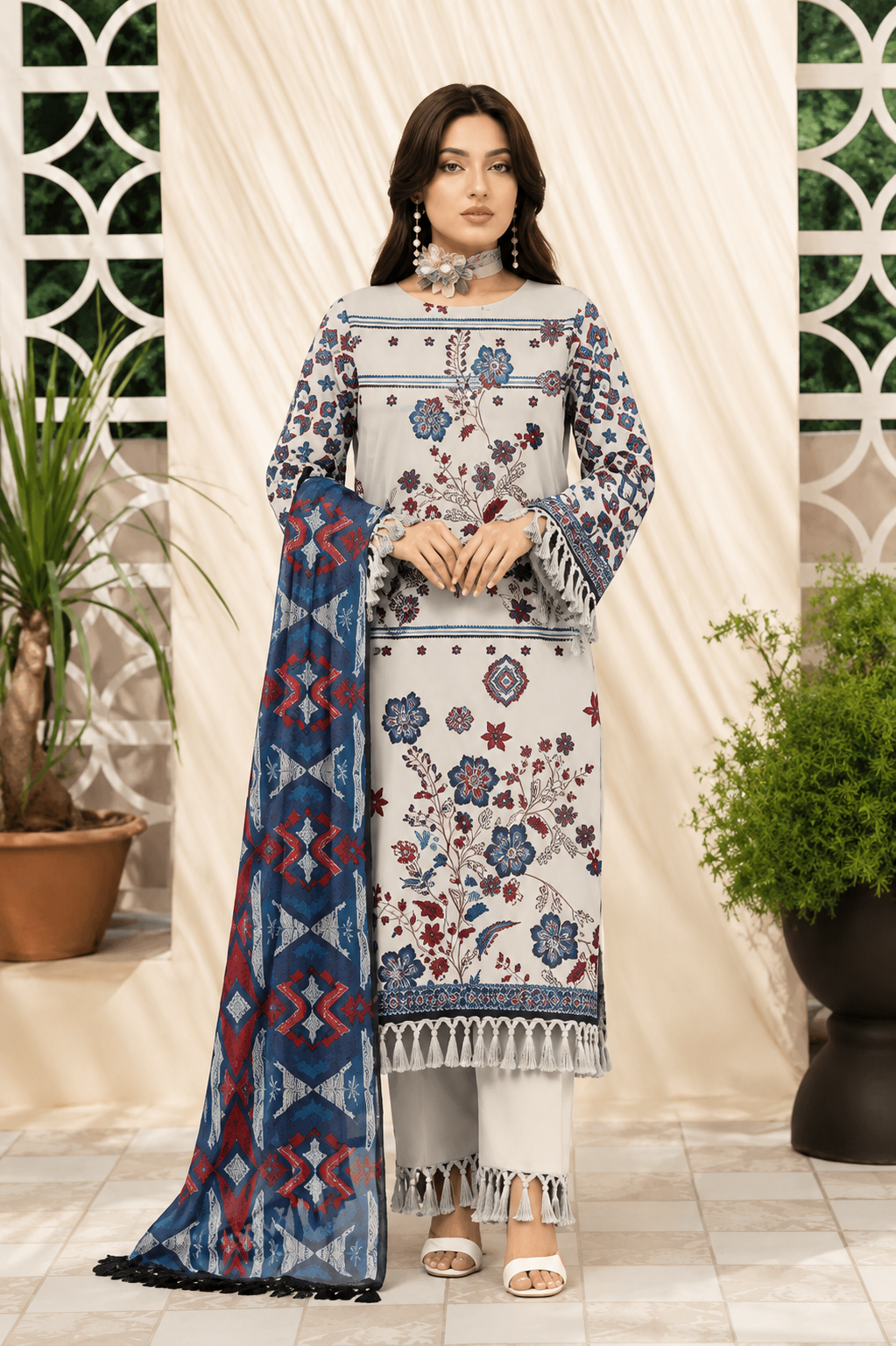 Premium 3-Piece Digital Printed Lawn Suit with Vibrant Dupatta ✨