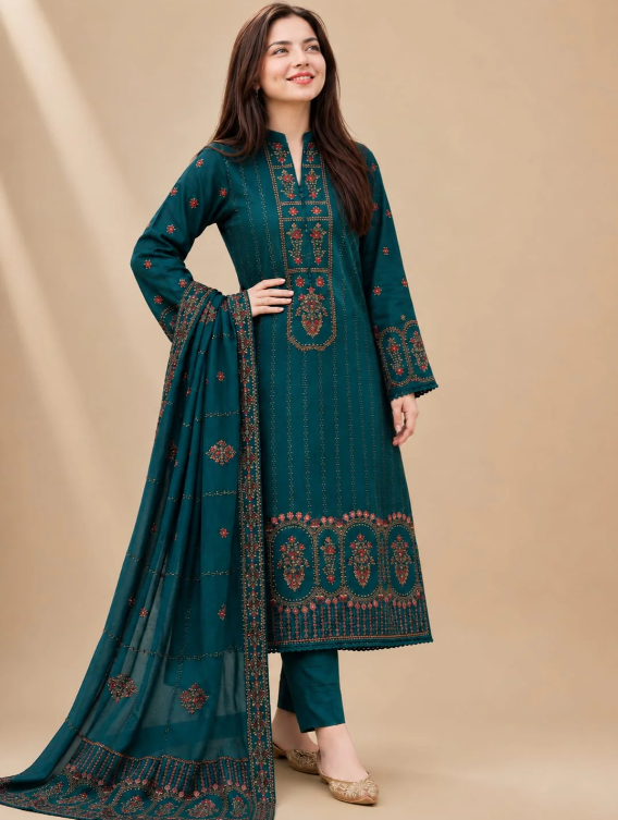 Mohagni Unstitched Summer Collection 3-Piece Embroidered Lawn Suit