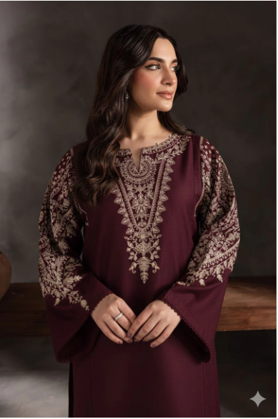 Maroon Embroidered 2-Piece Lawn