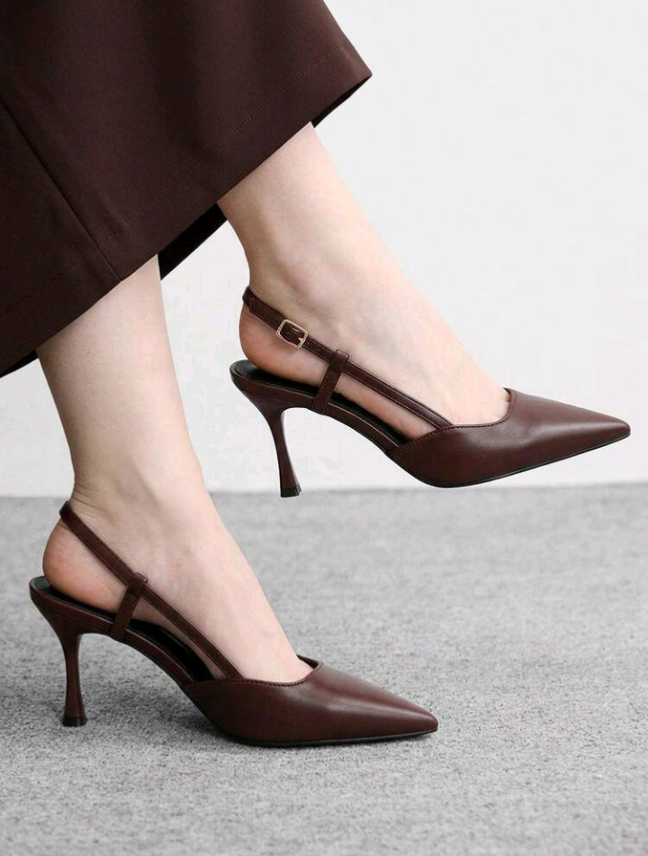 CUCCOO BIZCHIC Women Shoes Pointed Toe Thin Heel Fashion Beige Basic Daily Versatile Women's High Heel Shoes Slingback Shoes Women's Shoes