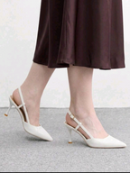 CUCCOO BIZCHIC Women Shoes Pointed Toe Thin Heel Fashion Beige Basic Daily Versatile Women's High Heel Shoes Slingback Shoes Women's Shoes