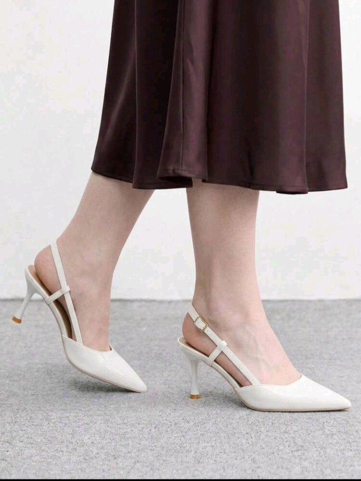 CUCCOO BIZCHIC Women Shoes Pointed Toe Thin Heel Fashion Beige Basic Daily Versatile Women's High Heel Shoes Slingback Shoes Women's Shoes