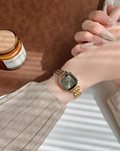 1pc Simple Bar Scale Dial Fashion Gold Strap Quartz Watch For Women, Suitable For Daily Matching, Birthday, Anniversary, Halloween Gift