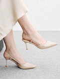 CUCCOO BIZCHIC Women Shoes Pointed Toe Thin Heel Fashion Beige Basic Daily Versatile Women's High Heel Shoes Slingback Shoes Women's Shoes