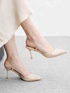 CUCCOO BIZCHIC Women Shoes Pointed Toe Thin Heel Fashion Beige Basic Daily Versatile Women's High Heel Shoes Slingback Shoes Women's Shoes