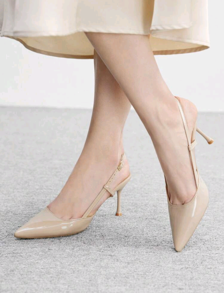 CUCCOO BIZCHIC Women Shoes Pointed Toe Thin Heel Fashion Beige Basic Daily Versatile Women's High Heel Shoes Slingback Shoes Women's Shoes