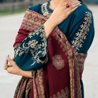Embroidered CHIKANKARI 3pc Marina Dress With Printed Shawl